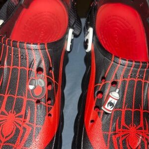 CROCS Black and Red Spider Clogs